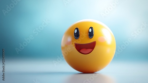 Wallpaper Mural Happy emoji, 3d rendering, light blue background, digital illustration, social media Torontodigital.ca