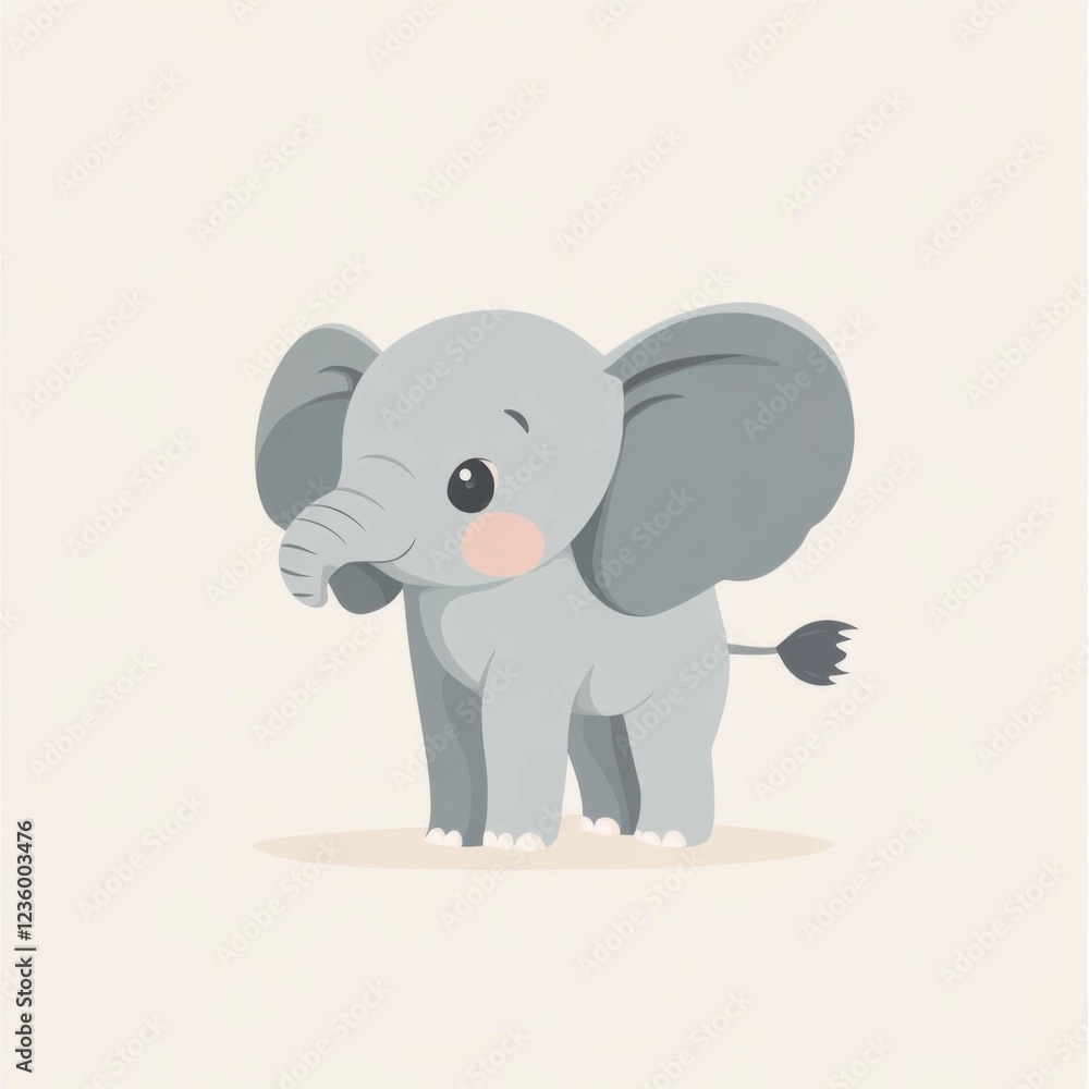 Fototapeta premium Cute baby elephant cartoon illustration