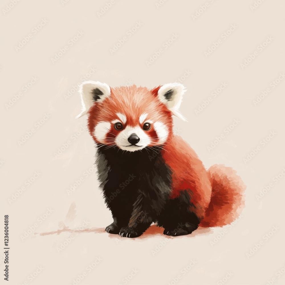 Adorable Red Panda Cub Sitting, Studio Shot with light background Adorable Red Panda Cub Sitting, Studio Shot with light background