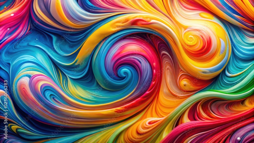 Abstract Swirling Canvas of Vivid Hues and Dynamic Spirals