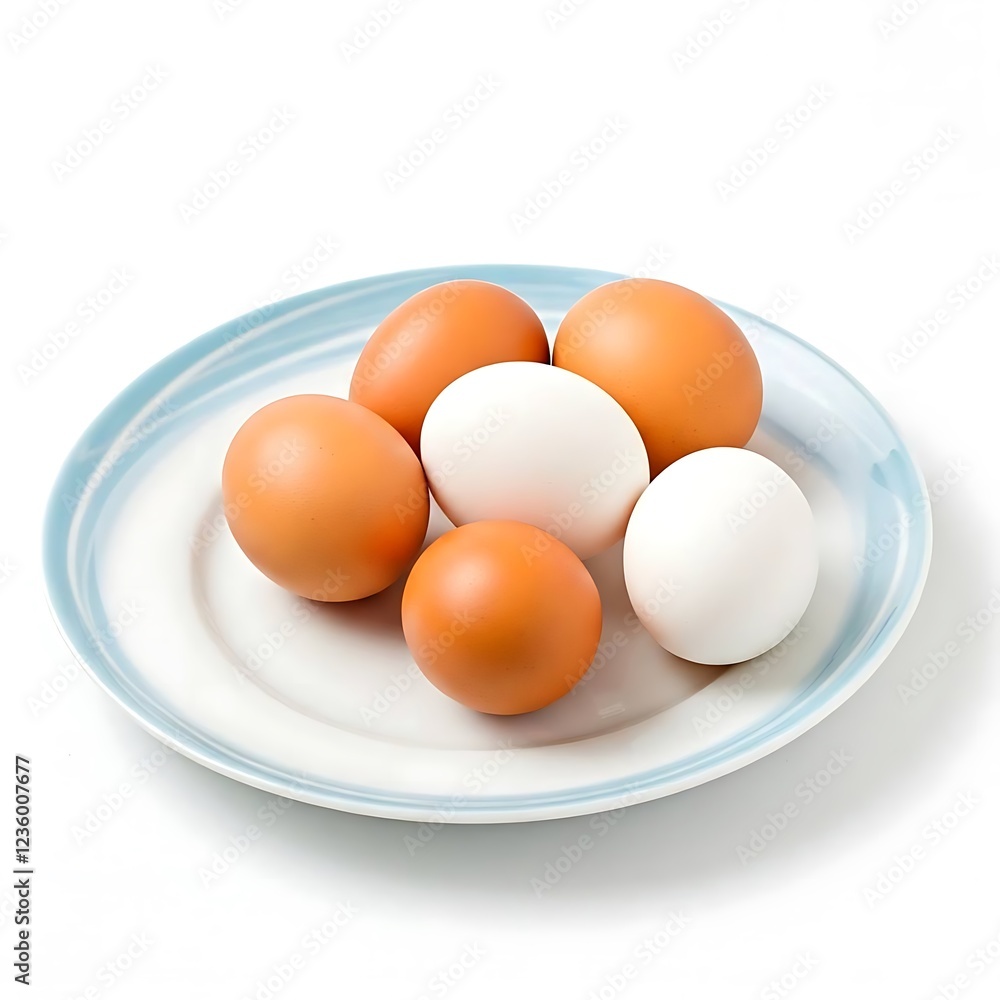 Eggs on the plate isolated image white background. Eggs on the plate isolated image white background.