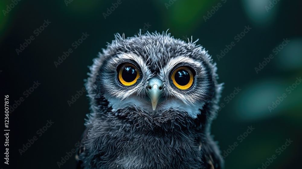 Obraz premium Spectacled owl portrait, rainforest background, wildlife photography