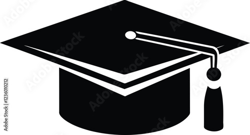 Sihouette graduation cap icon vector, black vector logo of Education cap. diploma icon on white background