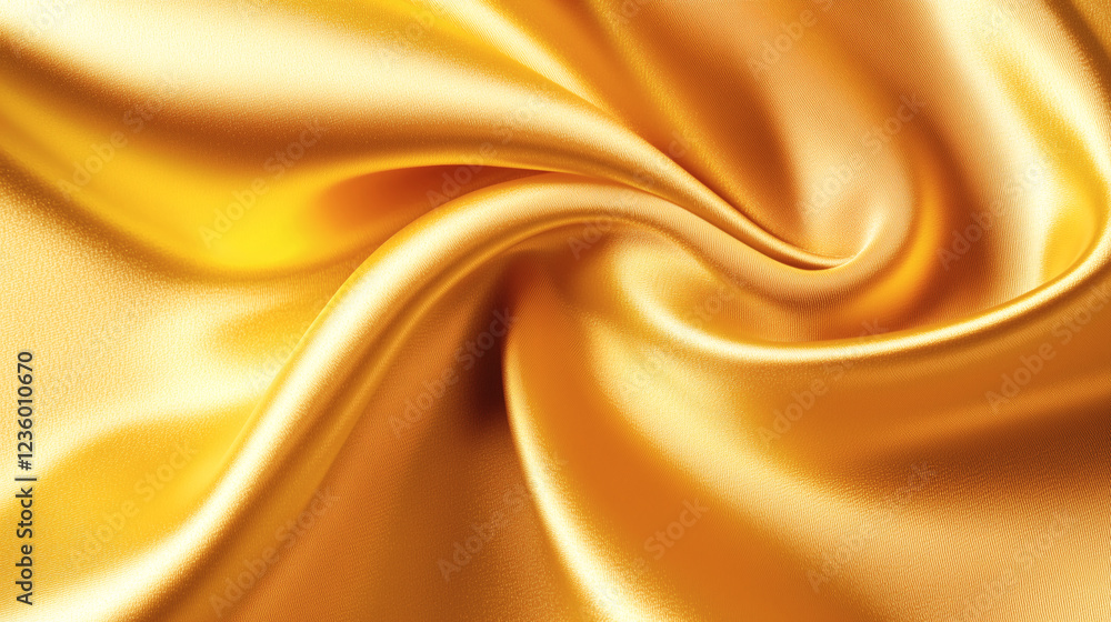 Fototapeta premium A luxurious golden fabric with smooth folds and a glossy finish, ideal for high-end branding projects