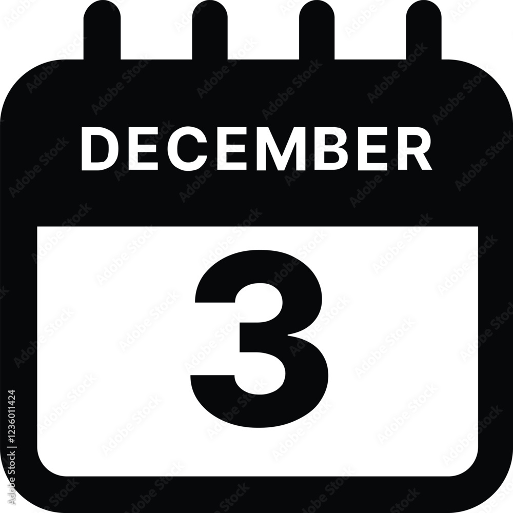 Fototapeta premium December 3 calendar icon design vector illustration