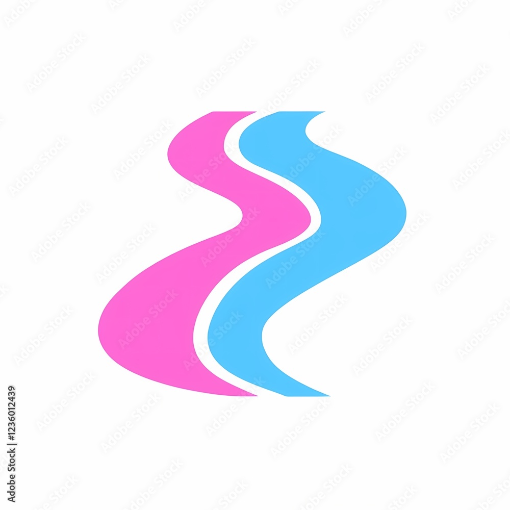 Abstract pink and blue wavy lines icon. Abstract pink and blue wavy lines icon.