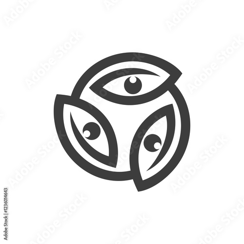 vector is pictogram triple eyes and letter O abstract. Elegant and unique.