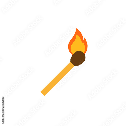 Burning match, hand drawn simple line drawing sketch illustration, design element. Vector illustration on white background. For cards, posters, decor, t shirt design, logo.