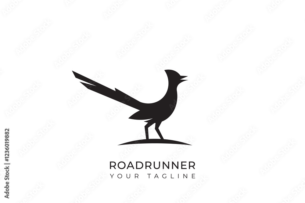 Fototapeta premium Roadrunner silhouette logo with simple design, roadrunner flat logo 