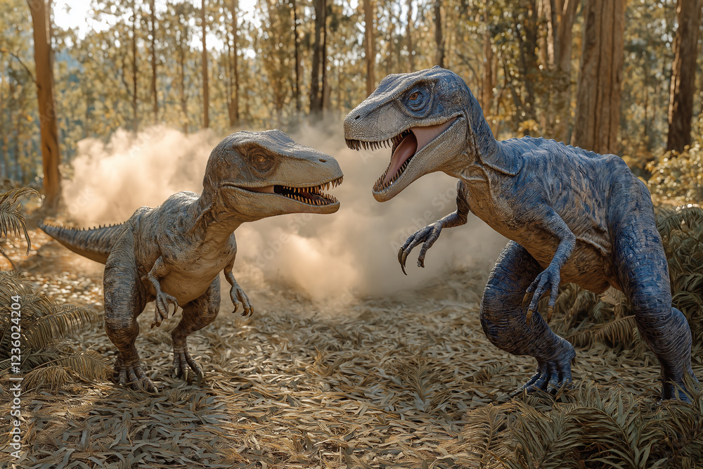Fototapeta premium Prehistoric Predators: Duel in the Dusk