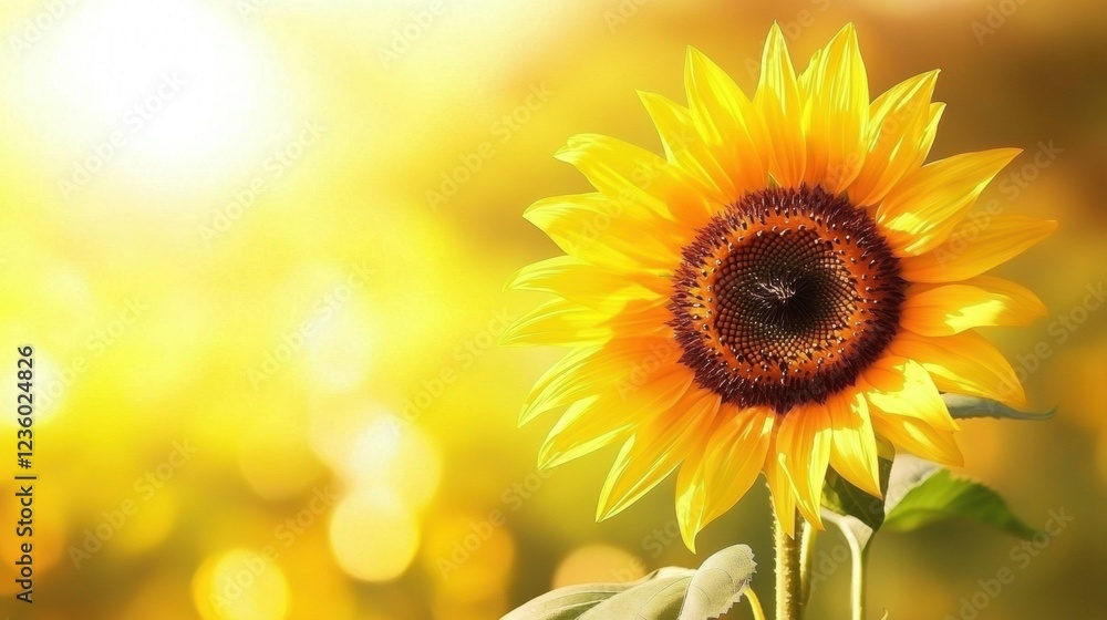 Obraz premium bright sunflower in golden sunlight