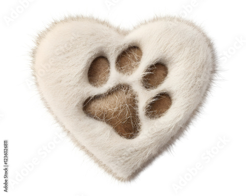 
heart 
with cat paw texture, isolated on transparent background