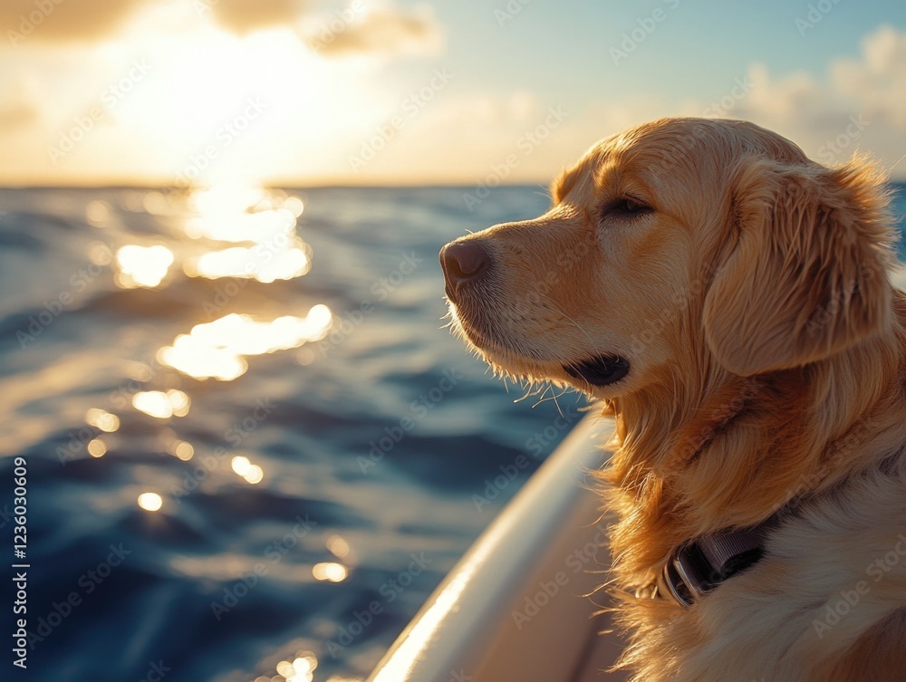 Serene Sunset with Golden Retriever Serene Sunset with Golden Retriever