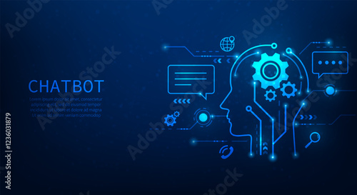 chatbot technology artificial Intelligence communication. ai search engine. Conversational assistant robot application. vector illustration fantastic technology.