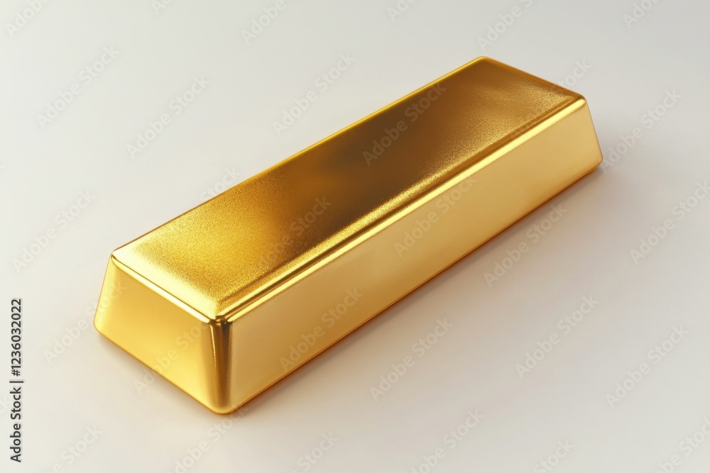 A Shiny Gold Bar Rests on a Plain White Surface A Shiny Gold Bar Rests on a Plain White Surface