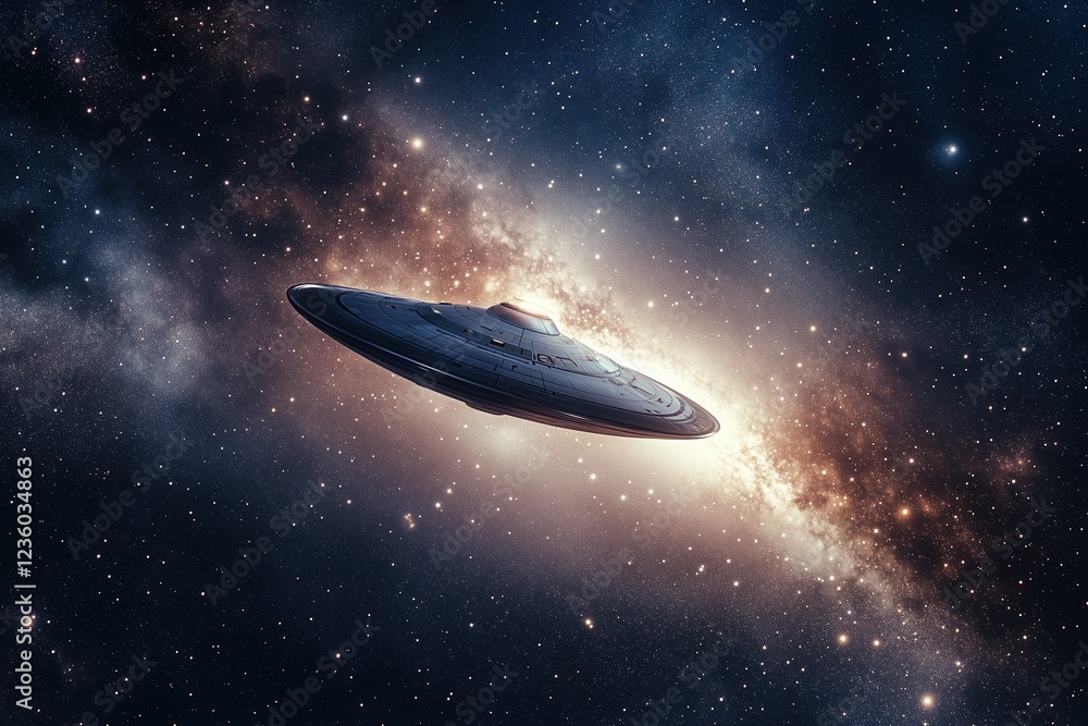 Majestic grand interstellar spacecraft soars through a vibrant cosmic expanse Majestic grand interstellar spacecraft soars through a vibrant cosmic expanse
