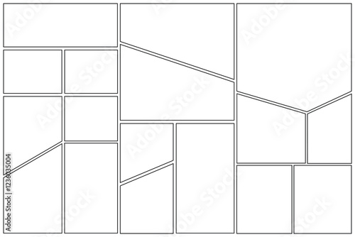 Set of templates for manga comic panels. Backgrounds for comics or manga. Comic or Manga background frames and panels, designed for use by mangaka or comic artists.