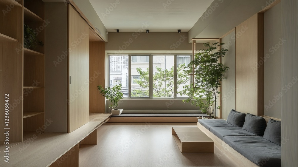 Minimalist Modern Apartment Interior Design with Wooden Accents and City View Minimalist Modern Apartment Interior Design with Wooden Accents and City View