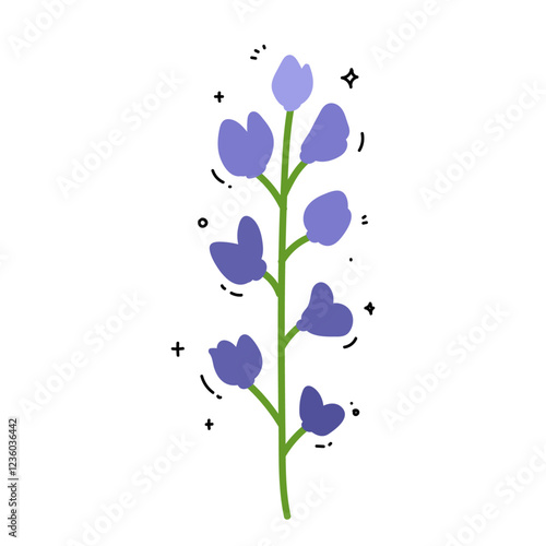 Hand drawn doodle cute wild flowers vector illustration with color for gift, card and design. Isolated. Clip art.
