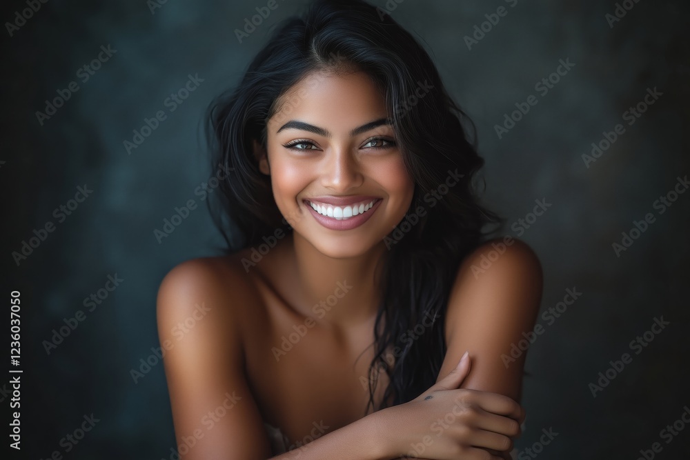 Charming lady smiling confidently with arms folded Charming lady smiling confidently with arms folded
