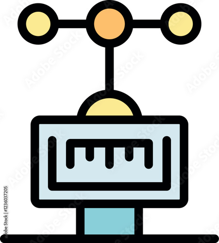 Colorful icon of a weather station displaying wind data, indicating speed and direction, ideal for meteorology and weather forecasting
