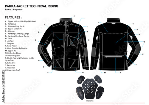 RIDING PARKA JACKET TECHNICAL WITH DESCRIPTION