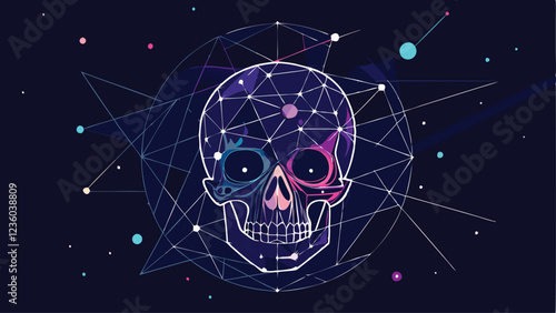 Celestial Skull Illuminated by Infinite Stars and Cosmic Galaxies