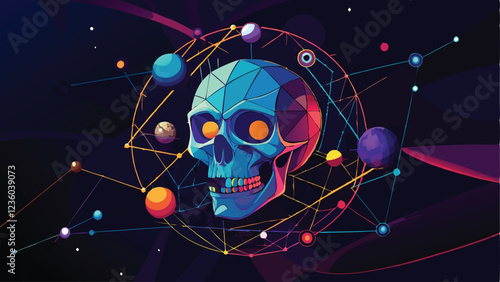 Celestial Skull Illuminated by Infinite Stars and Cosmic Galaxies