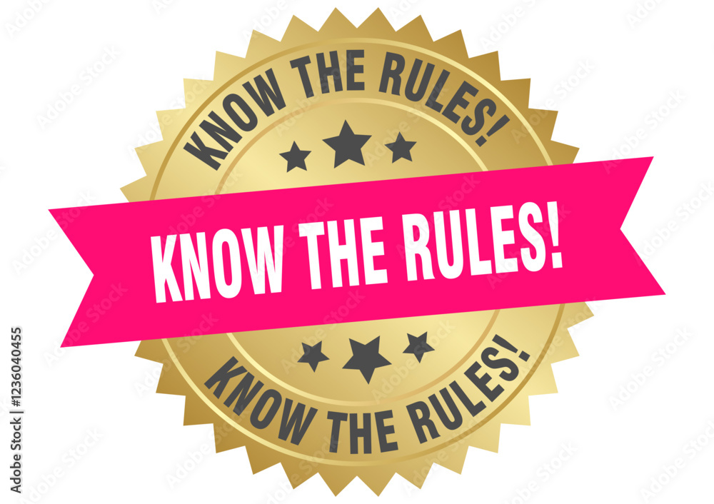 know the rules. know the rules round pink and gold label isolated on transparent background know the rules. know the rules round pink and gold label isolated on transparent background