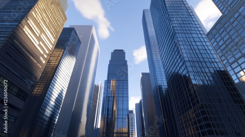 Wallpaper Mural Cityscape, skyscrapers, sunlight, urban, canyon, business, finance, low angle, buildings, growth Torontodigital.ca