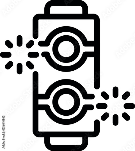 Flashing traffic light icon representing a cautionary signal or emergency situation on a road, emphasizing safety and alertness for drivers