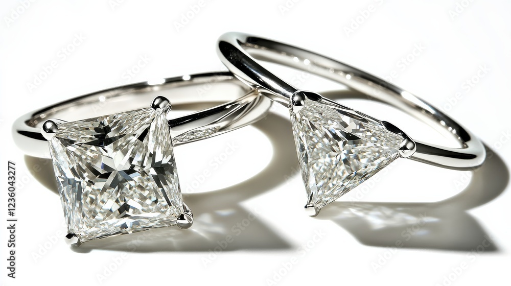 An exquisite set of diamond rings elegantly displayed, showcasing brilliant cut and unique design, representing love, luxury, and timeless beauty. An exquisite set of diamond rings elegantly displayed, showcasing brilliant cut and unique design, representing love, luxury, and timeless beauty.