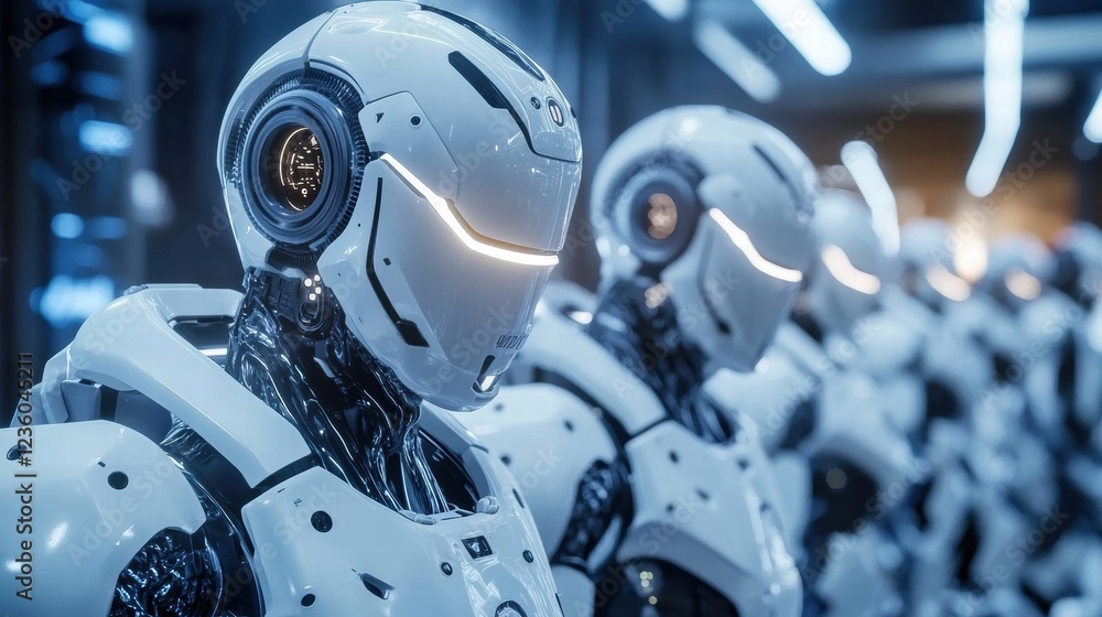 Fototapeta premium Futuristic AI Agents Visualized as Glowing Lines Man