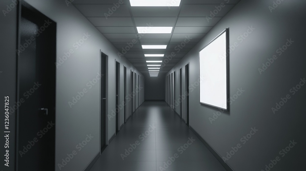 Fototapeta premium Empty Hospital Corridor at Night