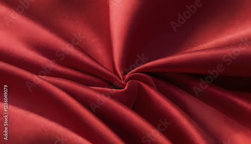 Close-Up 4K Red Denim Fabric with Satin Texture and Soft Waves in Professional Lighting
