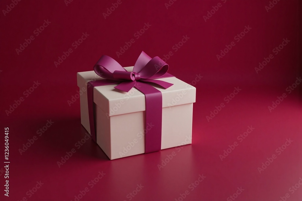 Fototapeta premium gift box with magenta ribbon on maroon background design