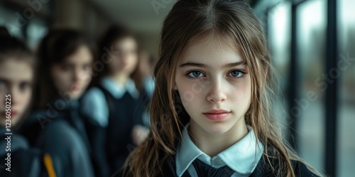 Contemplative Youth in School Uniforms