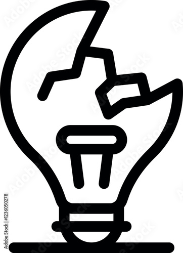 Broken lightbulb representing a lack of ideas, a mental block, or a creative crisis