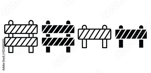 roadblock street icon vector symbol sign design black white color outline and black filled illustration sets