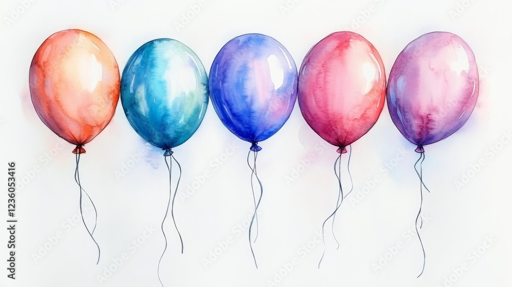 Whimsical Watercolor Balloons in Gentle Tones. Generative AI Whimsical Watercolor Balloons in Gentle Tones. Generative AI