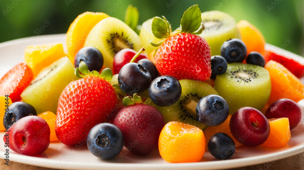 Delicious fresh fruits salad closeup Delicious fresh fruits salad closeup