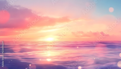 Serene Pink Sunset Over Calm Ocean Waters