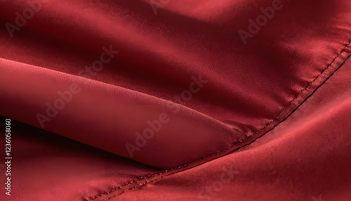 Close-Up 4K Red Denim Fabric with Satin Texture and Soft Waves in Professional Lighting
