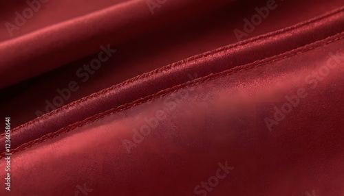 Close-Up 4K Red Denim Fabric with Satin Texture and Soft Waves in Professional Lighting
