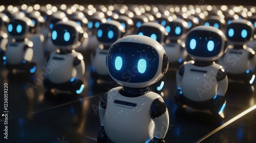 Wallpaper Mural Robots standing futuristic floor, army background, AI technology Torontodigital.ca