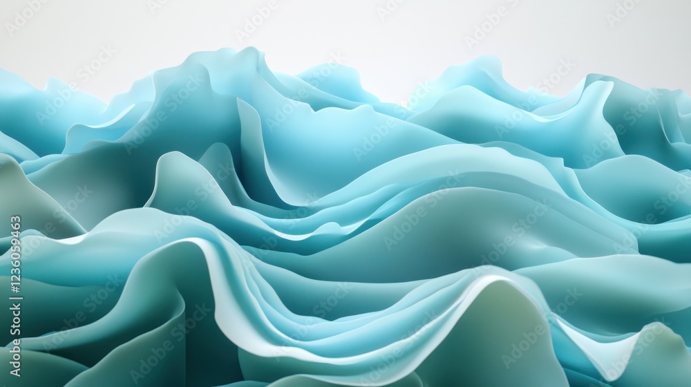 Obraz premium Abstract teal waves flowing, studio backdrop, serene background, website design