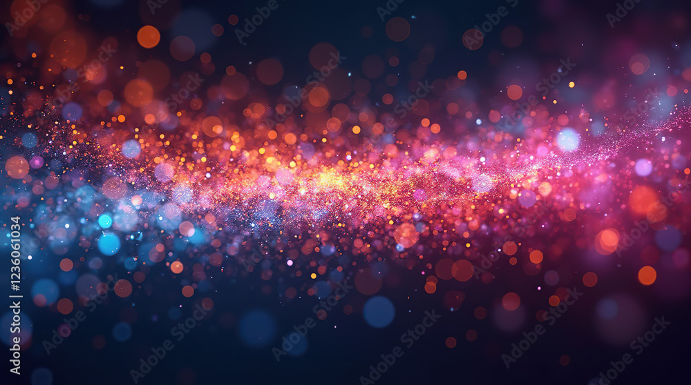 Fototapeta premium Multicolored particle burst with dynamic motion effect and futuristic abstract digital background.