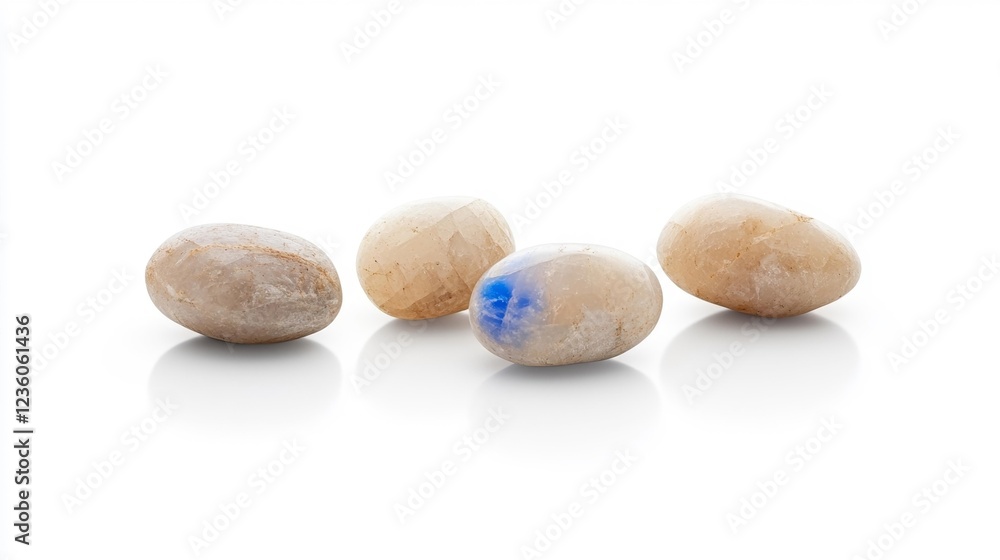 Moonstone on White Isolated Background. Generative AI