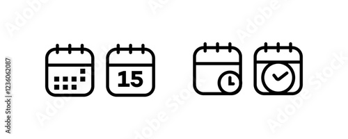 Scheduling and Appointment Icons with Date 15  Vector Set