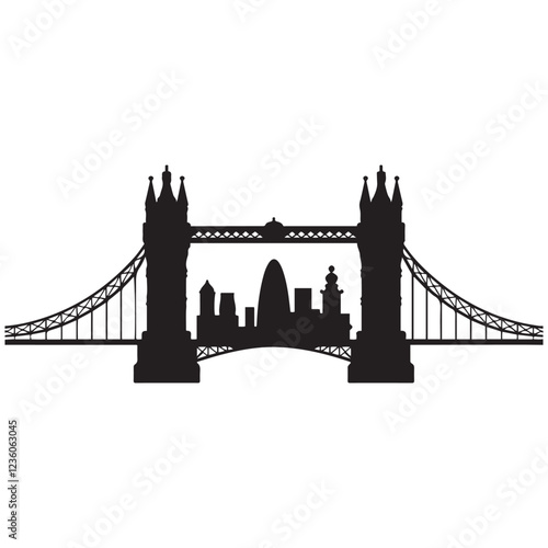 London Bridge Silhouette vector illustration, Silhouette Vector Illustration